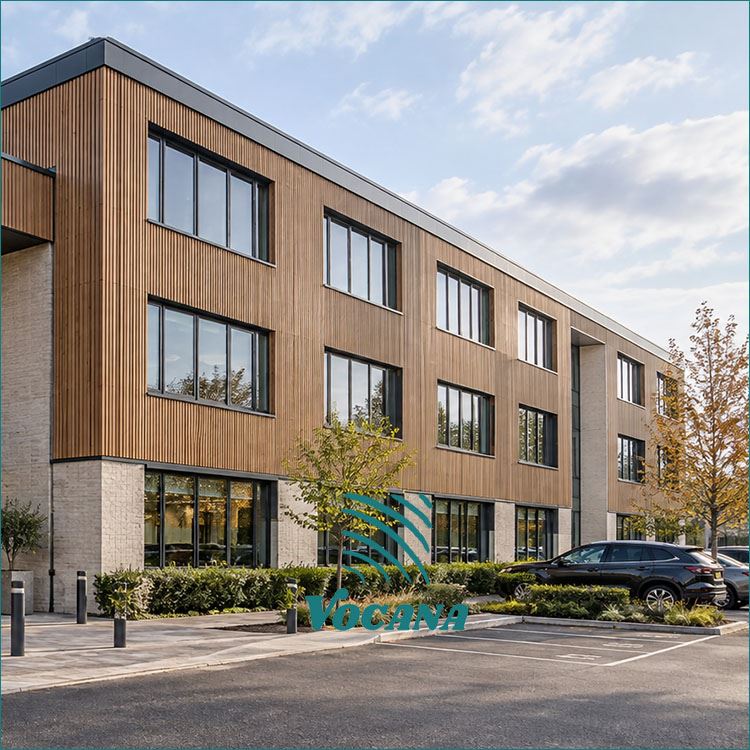 product-1-1 Timber-look WPC cladding on a commercial building facade